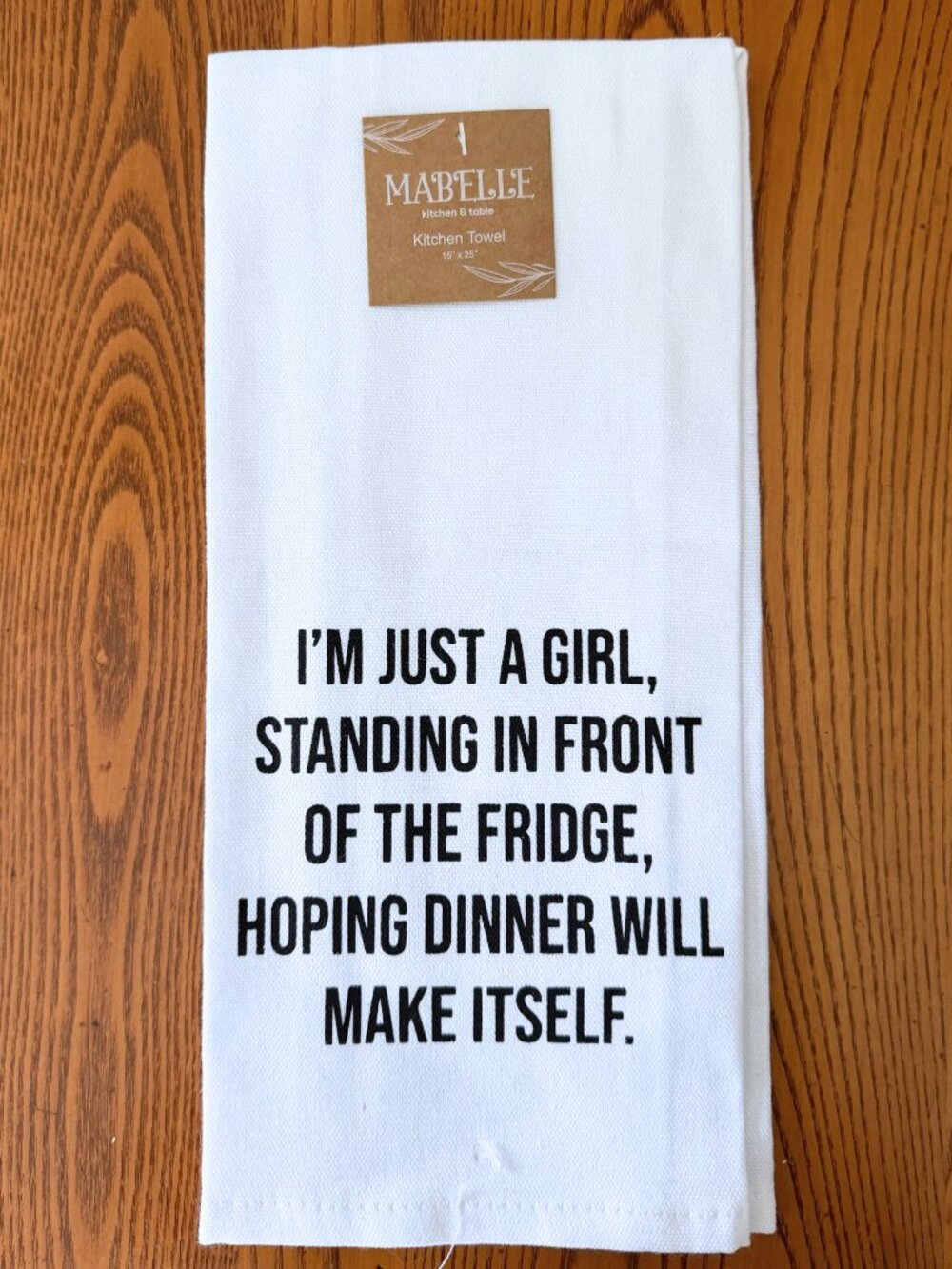 Mabelle Funny Dinner Fridge Quote Kitchen Tea Towel NWT